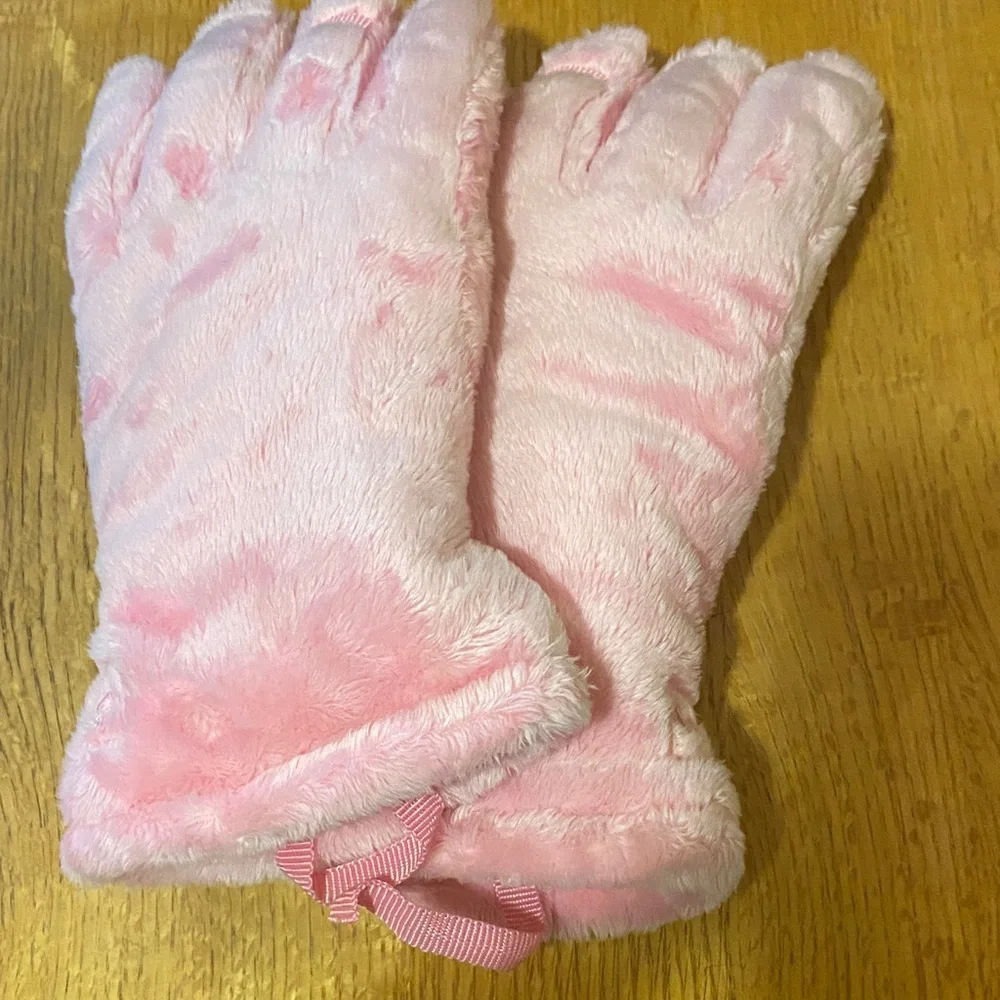 Fluffy Pink Kids Mittens